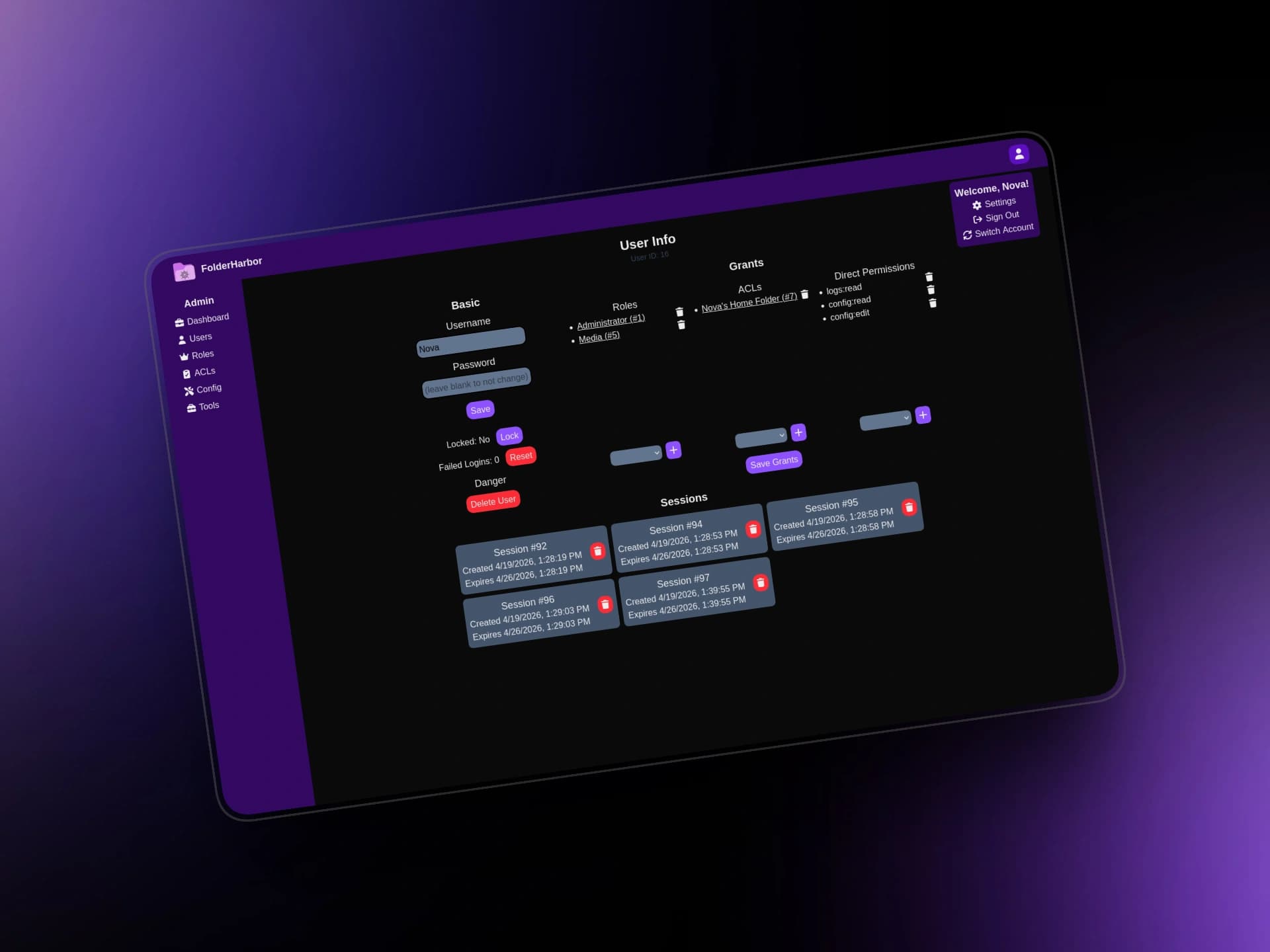 A stylized picture of the FolderHarbor Web Panel.